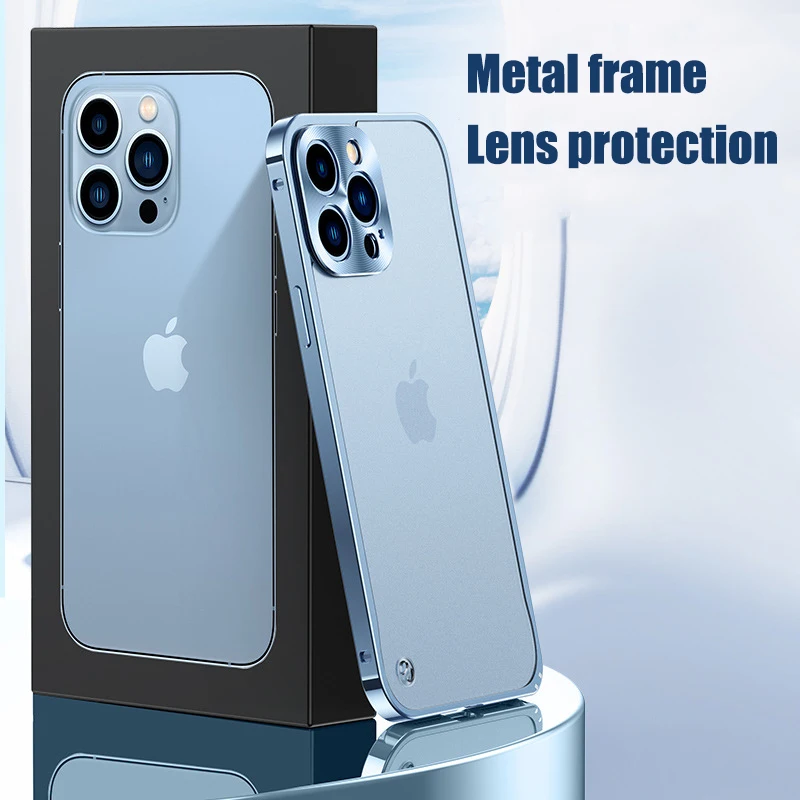 Матовый Прозрачный чехол с металлической рамкой для iPhone 13 12 Pro Max противоударный