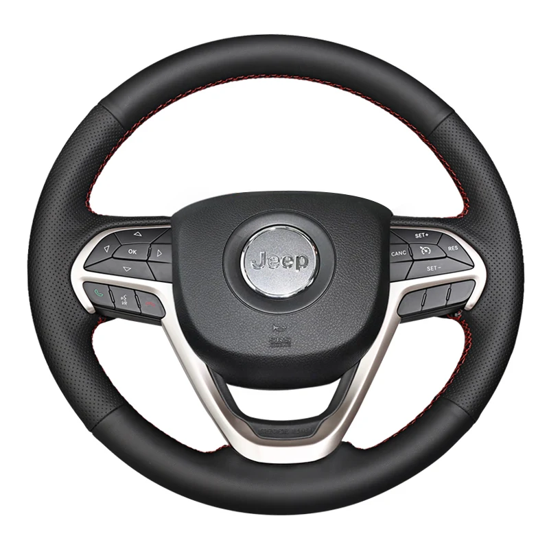 

DIY leather suede hand stitched car steering wheel cover for Jeep Grand Cherokee Cherokee Compass Renegade Wrangler