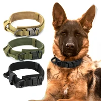 tactical dog collar outdoor dog harness nylon adjustable pet leash training collars for dog accessories medium and large mastiff