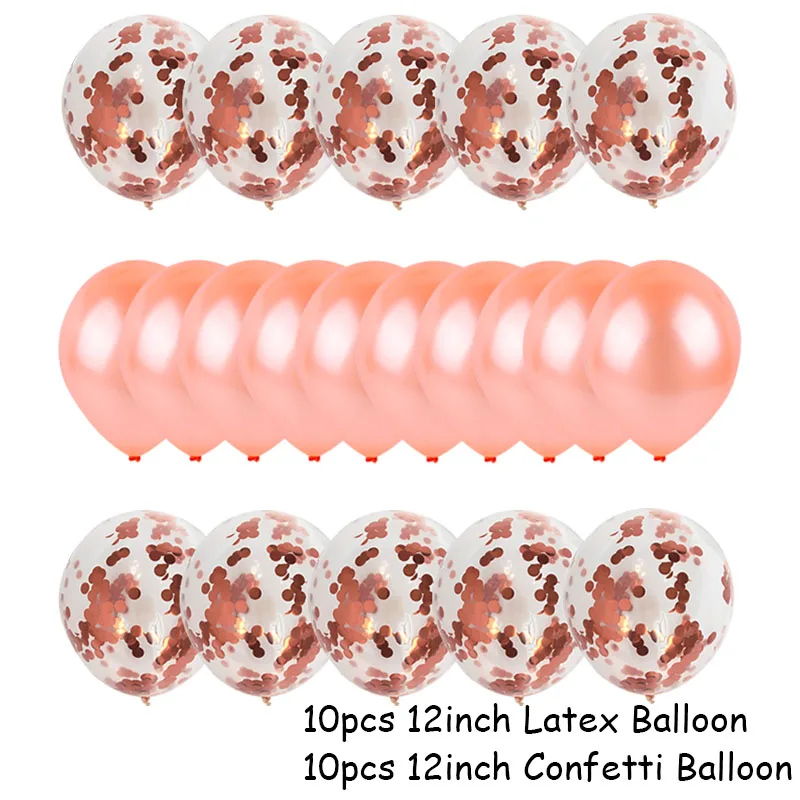 20pcs rose gold set 20 шт розовые и золотые воздушные шары набор конфетти хромированный шар для украшения дня рождения вечерние Свадебные украшения Свадебные юбилейные глобалы металлик - Цвет: 20pcs rose gold set