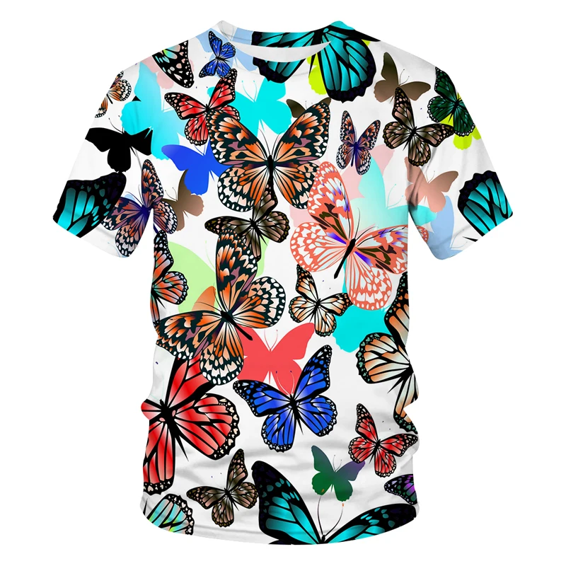 

Мужская летняя футболка с коротким рукавом, пуловер с 3D-принтом бабочки и круглым вырезом, мужская повседневная Уличная мода, 2021