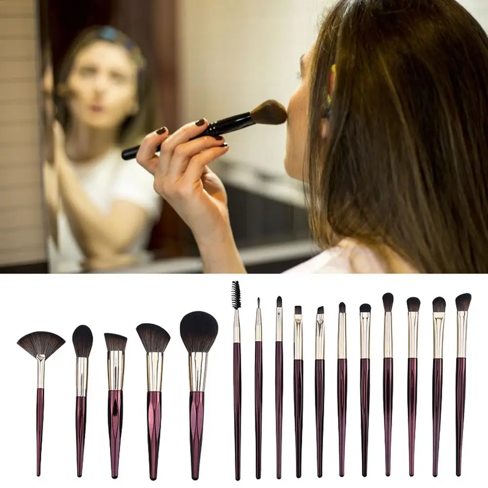 

Portable Makeup Brushes Set 16pcs Eye Shadow Blush Eyeliner Bleding Eyebrow Fiber Wool Makeup Brush Kits Beauty Brush Pack