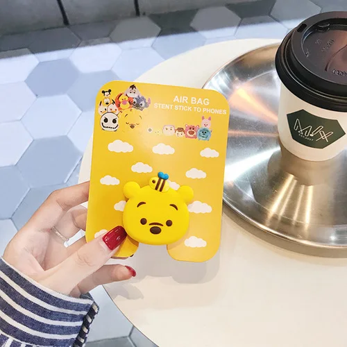 Pooh Bear Универсальный держатель для телефона с воздушной подушкой, автомобильный держатель для телефона, растягивающийся Кронштейн для мобильного телефона, чехол для iphone с мультипликационным рисунком - Цвет: Pooh Bear