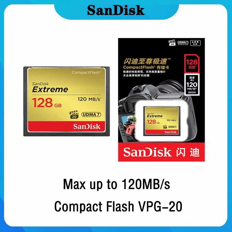 Карта памяти SanDisk Extreme Compact Flash 32 64 128 ГБ 120MBS CF карта флеш Carte Memoire для камеры|Карты