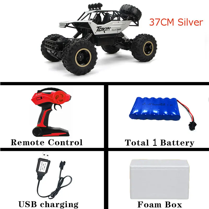 37cm Silver Радиоуправляемая машина 1/12 4WD с дистанционным управлением высокоскоростная машина 2,4 Ghz электрические радиоуправляемые игрушки Monster Truck Багги внедорожные Автомобили детские подарки - Цвет: 37cm Silver