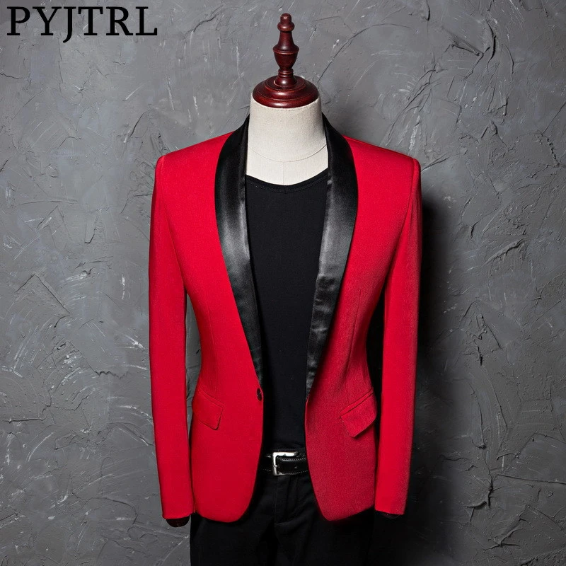 

Мужская Красная приталенная куртка PYJTRL с воротником-шалью для свадебной вечеринки