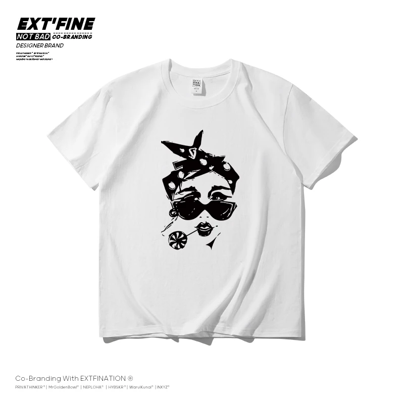 

Стильная повседневная мужская футболка ExtFine с солнцезащитными очками для девочек, кавайная Мужская футболка в стиле хип-хоп с коротким рука...