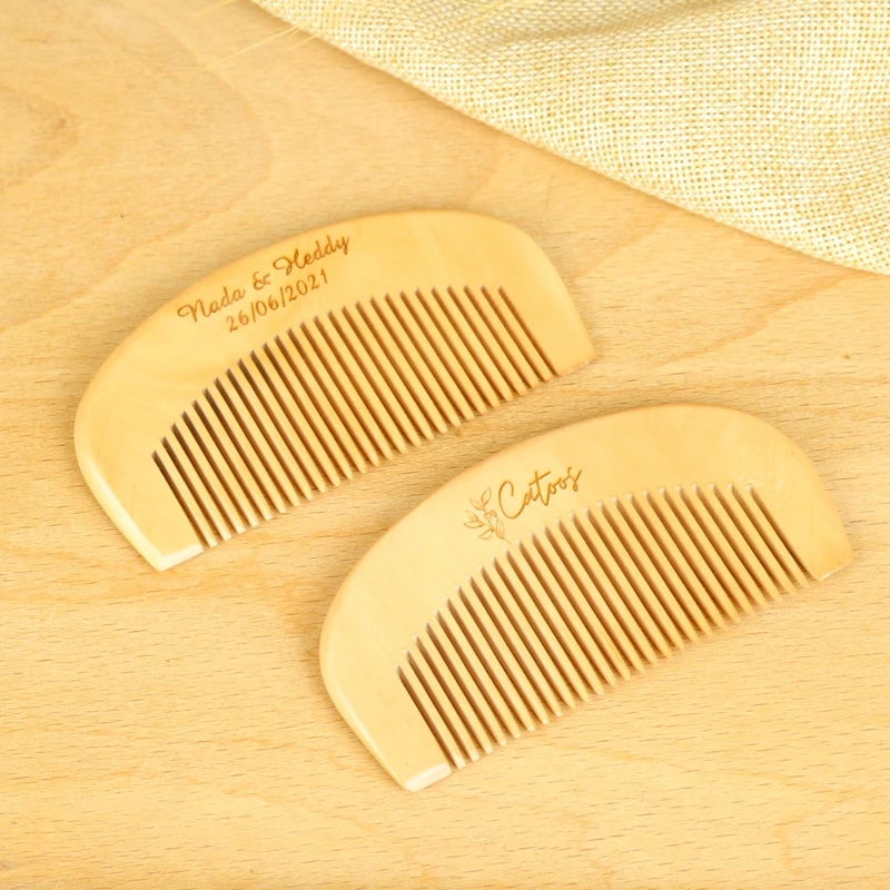 

Personalized wedding Engraved name date wooden comb wedding Bridesmaid gift Engagement wedding favors and gifts for guests
