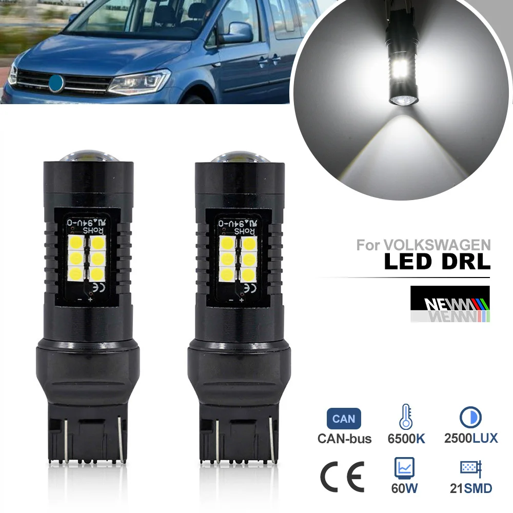 

For Volkswagen Caddy IV Beetle SC1 SC7 Convertible UP 7443 T20 W21/5W Canbus LED Daytime Running Light No Flicker DLRs