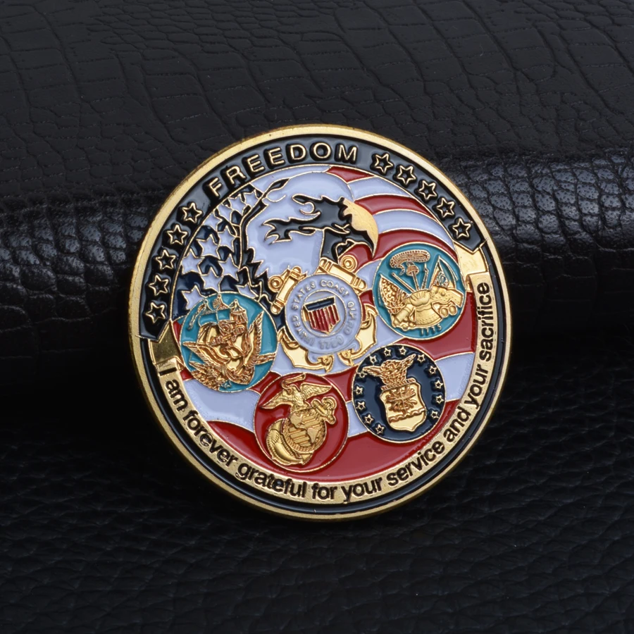 США темно-синий USAF USMC армия Береговая охрана Свобода Орел золотая пластина