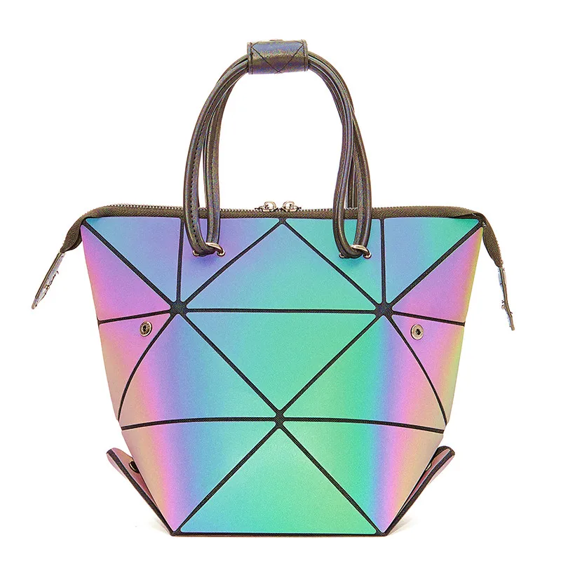 Роскошная светящаяся женская сумка тоут с геометрической деформацией