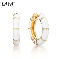 laya silver hoop earrings for women 925 sterling silver simple design circle white %d1%81%d0%b5%d1%80%d1%8c%d0%b3%d0%b8 fine jewelry handmade enamel 2022