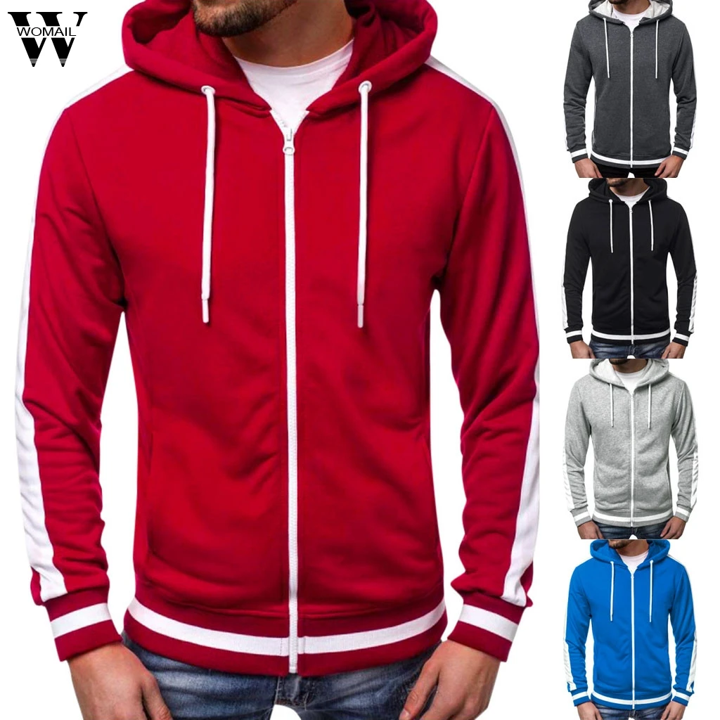 Модная мужская Осенняя Толстовка Womail зимняя с длинным рукавом и капюшоном в