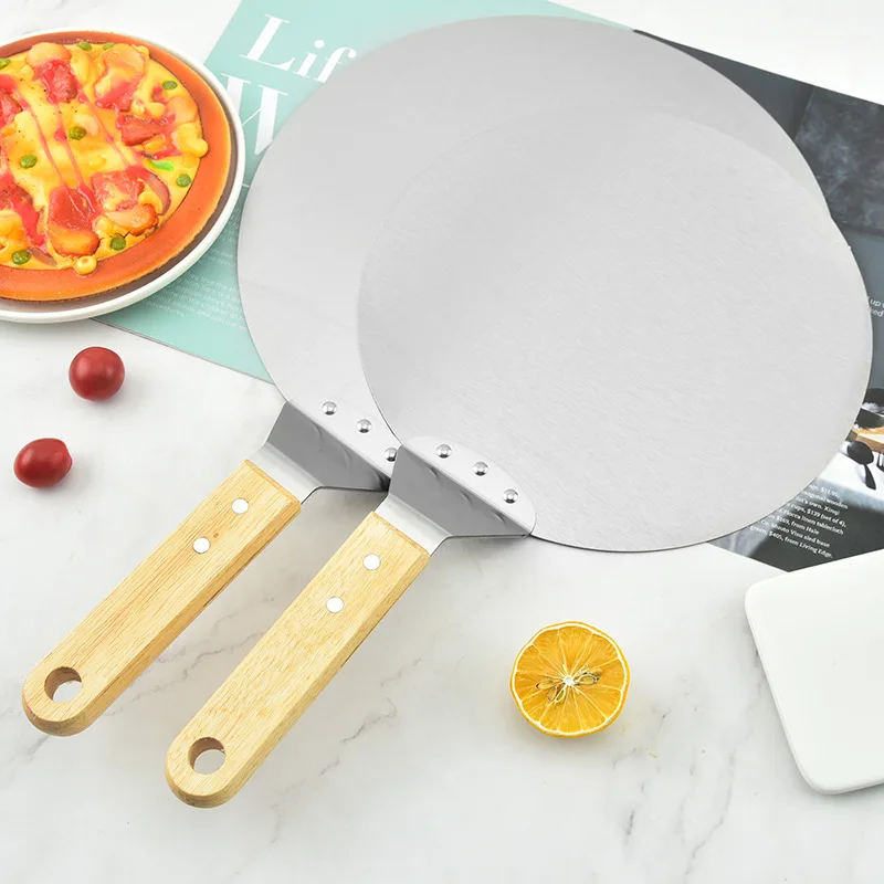 

Stainless steel pizza shovel 12 inch 10 inch stainless steel pizza shovel large round cake transferer baking tool