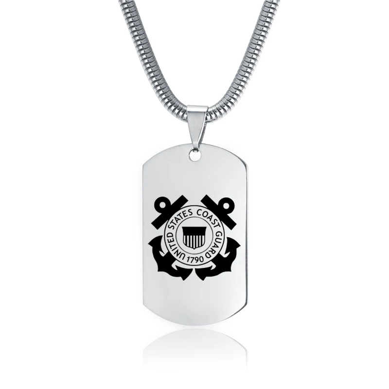 Модный DIY Лазерный Логотип береговой охраны США на заказ Мужская бирка кулон