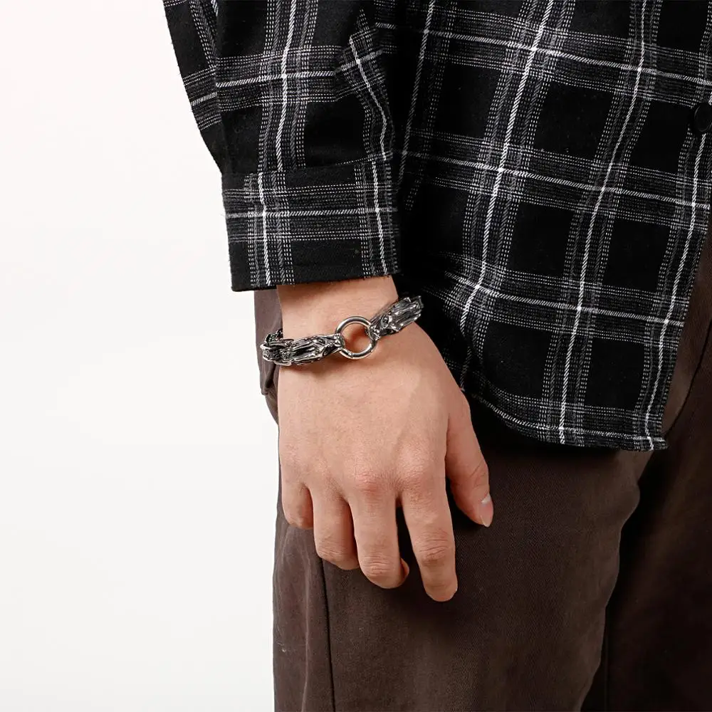 Fongten панковские мужские браслеты винтажные с цепочкой и в виде дракона|Цепочки