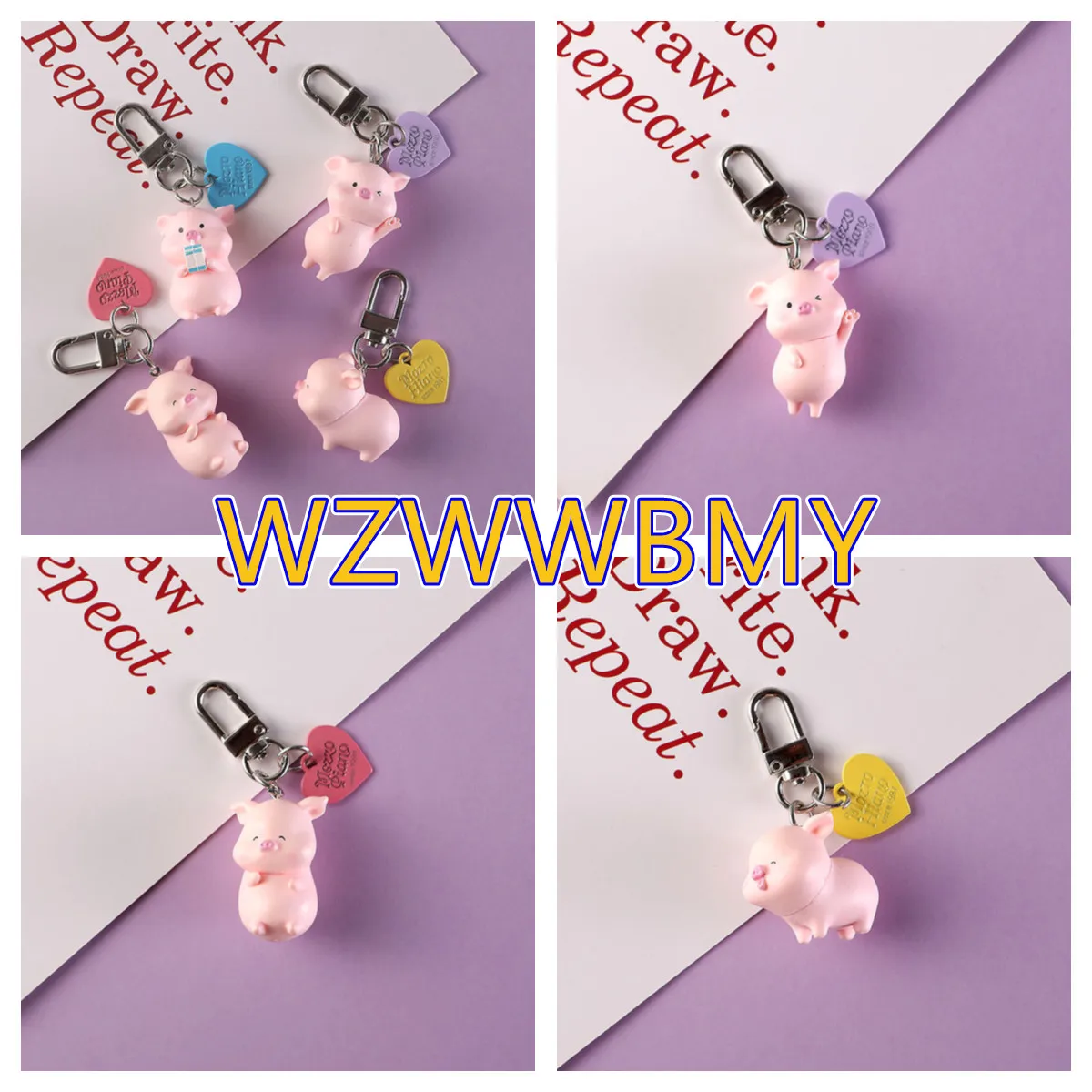 

2021 New Cartoon Pink Piggy Keychains Cute Doll Key Chain Couple Ins Bag Pendant Car PVC Key Ring Creative Gift Wholesale