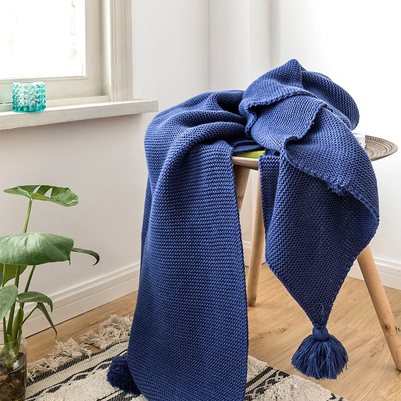 Bubble Kiss Best Selling 2020 Blanket Tassel Four-Corner Knitting Cotton Blankets For Beds Solid Color Weighted | Дом и сад