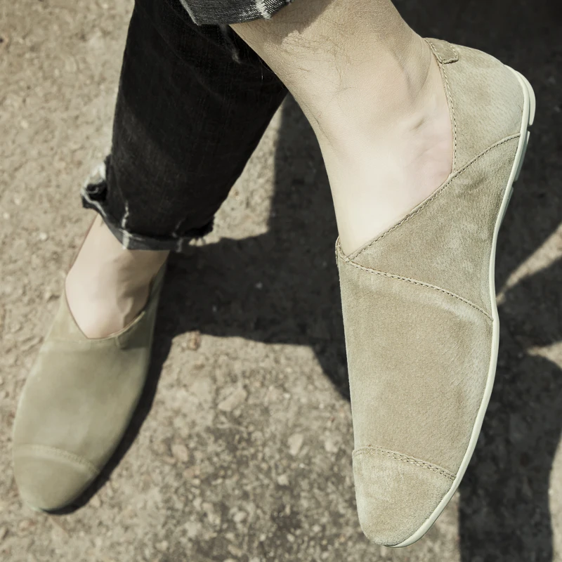 

Leather Men Shoes fashion Casual Flats Men Shoes outdoor Breathable Loafers Genuine Leather Slip on Moccasins Comfortable