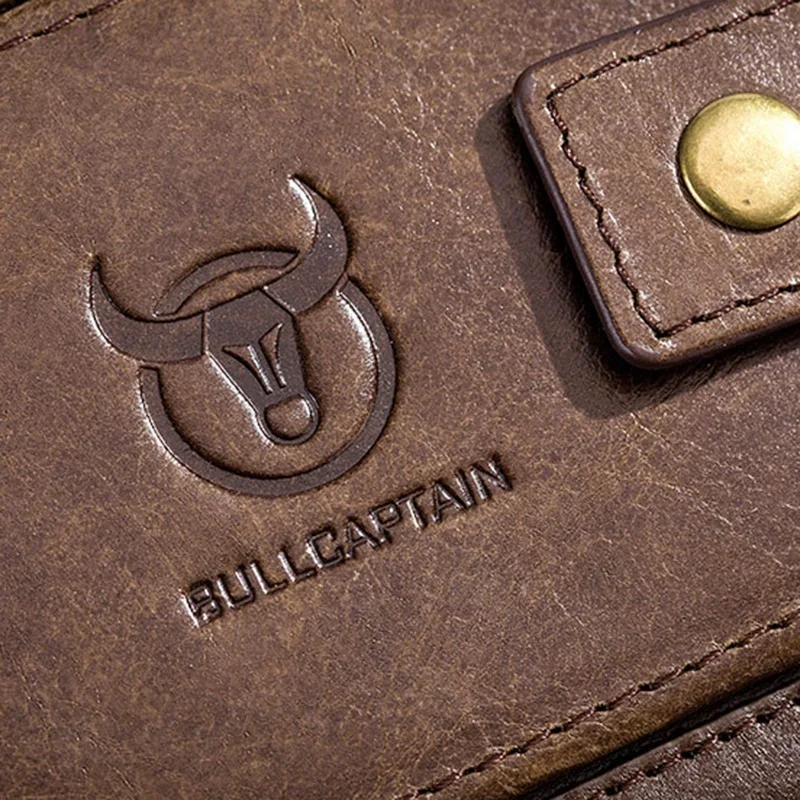 

Bullcaptain Men Leather Brand RFID Wallet Storage Bag Coin Purse Ultra-Thin Fashion Zipper Clip Wallet Card Holder