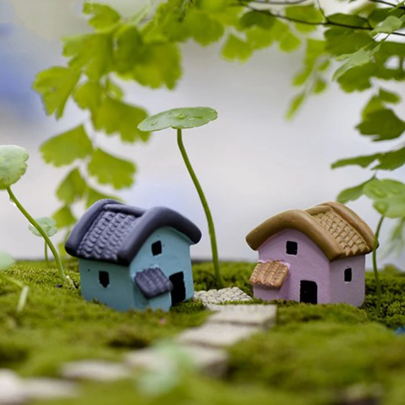 1pcs Cartoon House Fairy Garden Miniatures For Terrariums Resin Bonsai Figurines Ornament Micro Landscape Decoracion Jardin - купить по