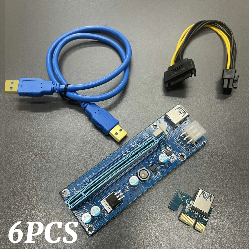 

6 шт Золотой VER009 USB 3,0 PCI-E pcie Riser VER 009S Экспресс 1X 4x 8x 16x удлинитель адаптер SATA Мощность кабель