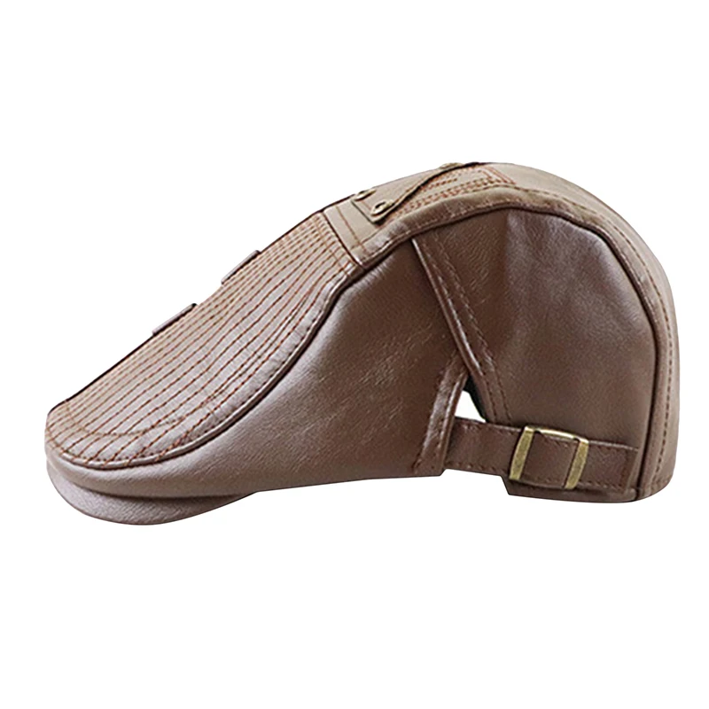 Кепка с козырьком для мужчин среднего возраста из искусственной кожи однотонная