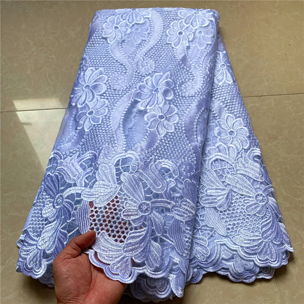 Африканская нигерийская 100% хлопчатобумажная кружевная ткань 2021