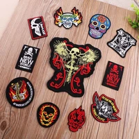 1pcs creativity punk style skull series patches iron on army fashion badges for clothes bags coat t shirt decoration