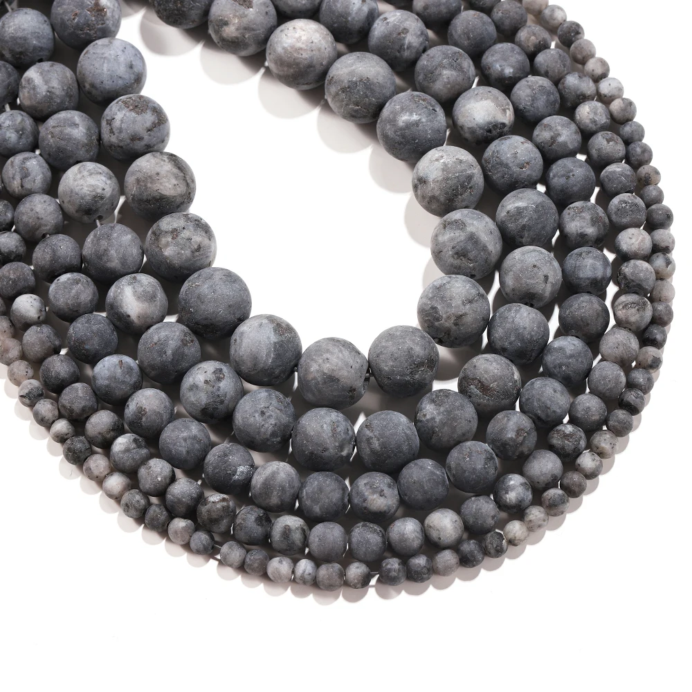 

1Strand 4-12mm Natural Stone Matt Dull Polish Black Labradorite Round Loose Beads Bracelet for DIY Jewelry Making Findings