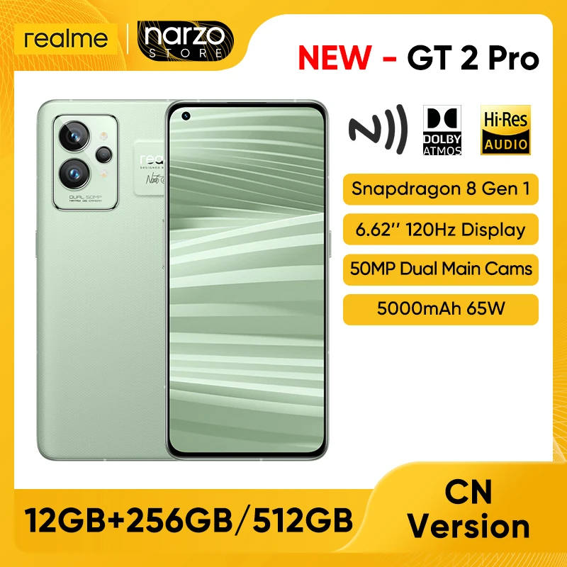 Смартфон realme GT 2 Pro, Snapdragon 8 Gen 1, 50 МП, ии Тройная камера, 65 Вт, аккумулятор 5000 мАч, AMOLED дисплей 6,7 дюйма, 2K