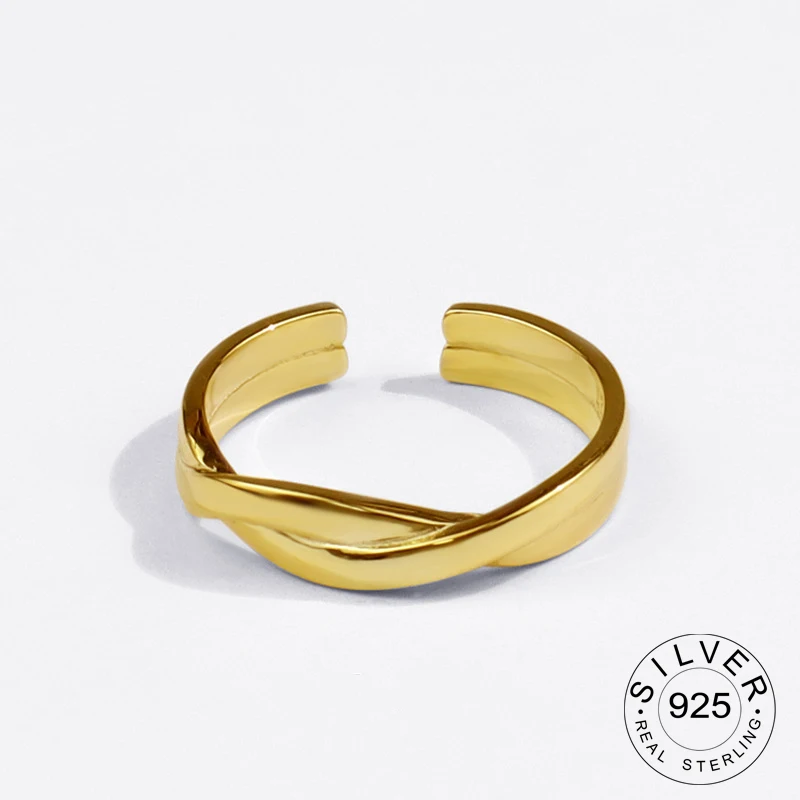 

925 серебряные кольца для женщин Interwave золото Цвет в винтажном стиле свадебное Трендовое ювелирное изделие больших регулируемых антикварные...