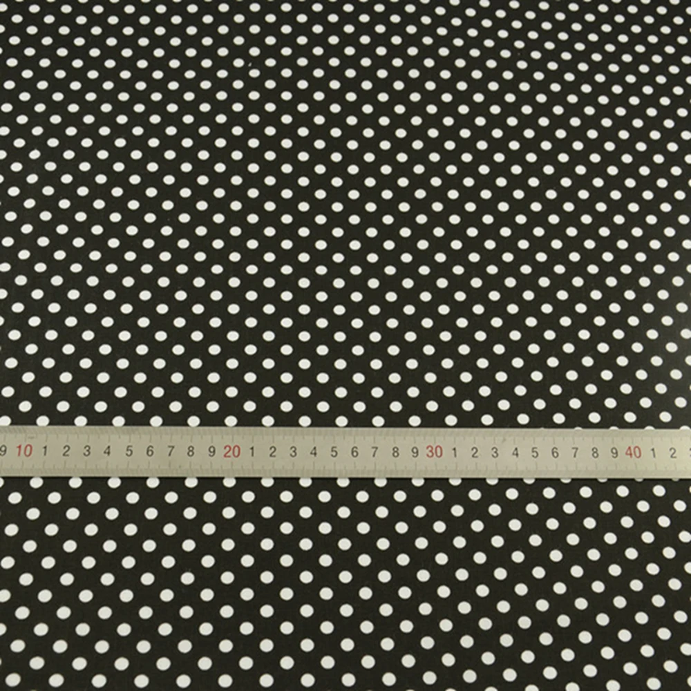 Новое поступление 2021 года простая черная хлопковая ткань в белый горошек для