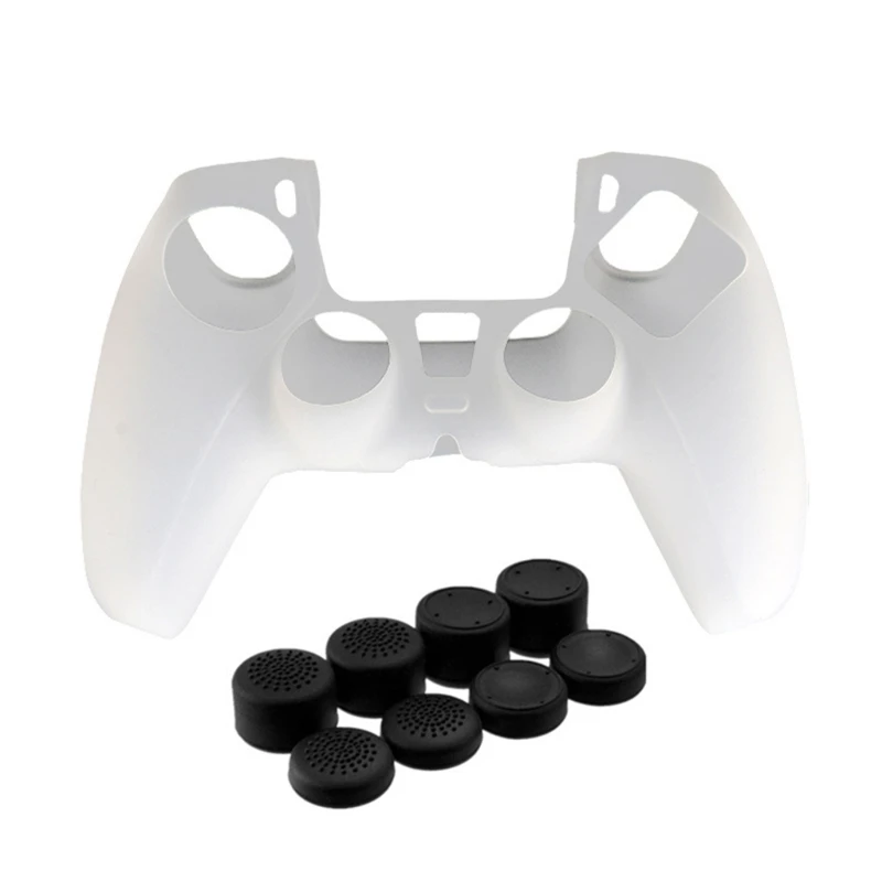 

Solid Color Silicone Case Dustproof Skin Protective Cover With Joystick Thumb Stick Grips Anti-Slip Cap for S-ony PlayStation PS