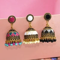 classic indian jhumka earrings for women boho vintage ethnic pakistan tibet beads bells drop earr hollow afghan kundan jewelry
