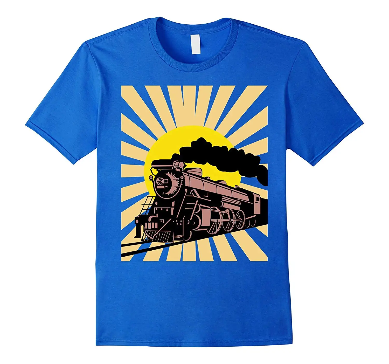 

2019 Fashion Men T shirt Vintage Train Shirt Steam Locomotive Shirt