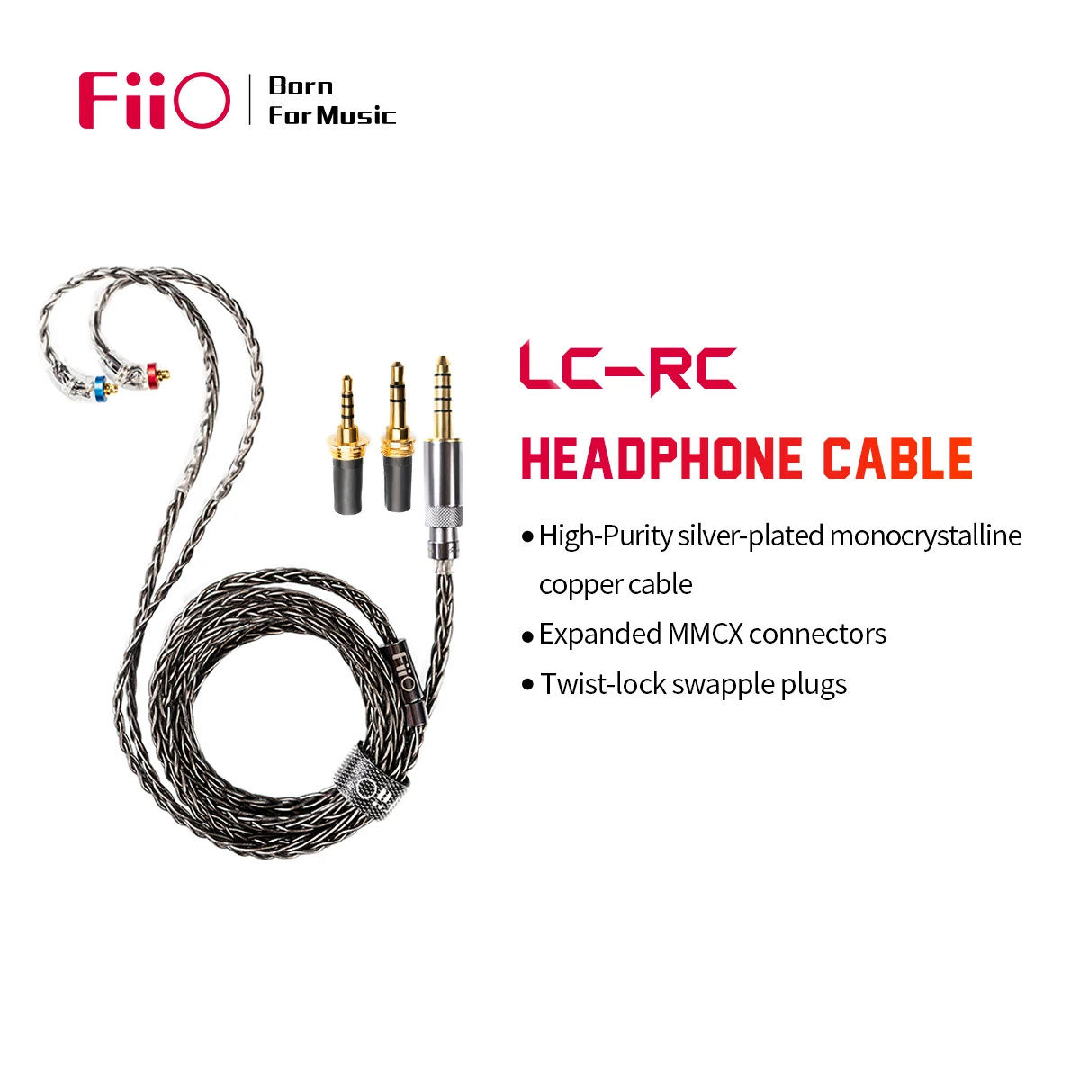 FiiO LC-RC kopfhörer MMCX kabel High-Reinheit silber-überzogene monokristalline kupfer swap plug