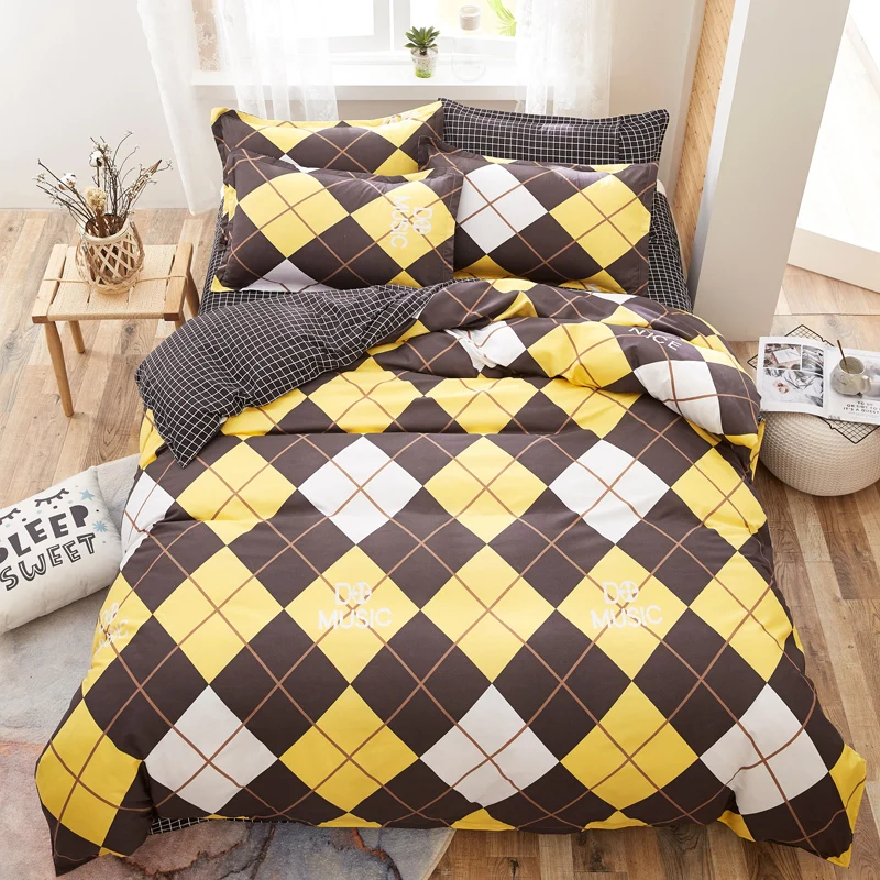 

Couple style friendly breathable bedding set duvet cover + flat sheet + pillowcase king queen full single family size