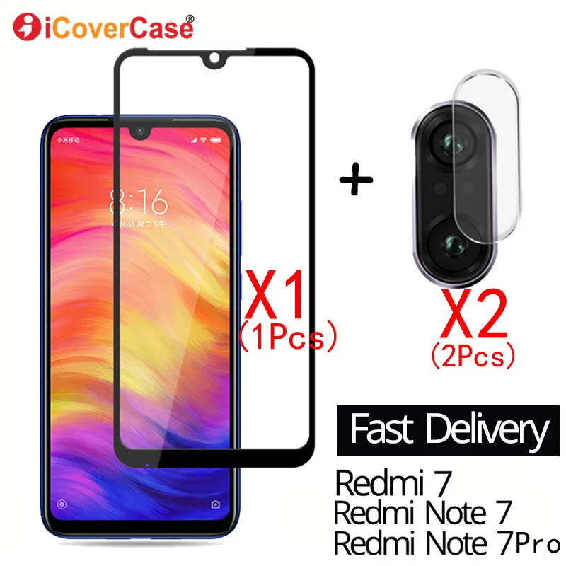 2 шт. пленка из закаленного стекла для камеры и переднее стекло Redmi Note 7 8 Pro A 8T 7A