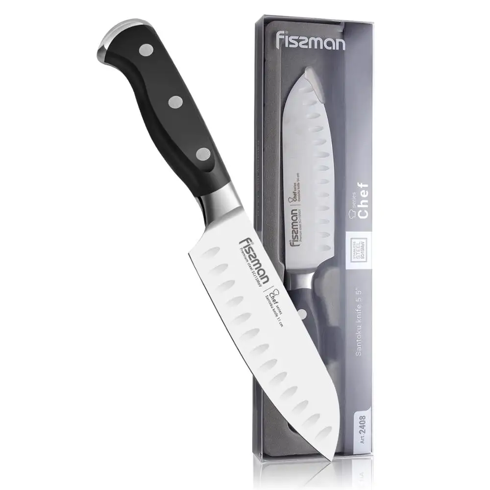 FISSMAN 5 дюймовый нож SANTOKU толщина лезвия 2 0 мм лазерное лезвие логотип с Fissman дизайн