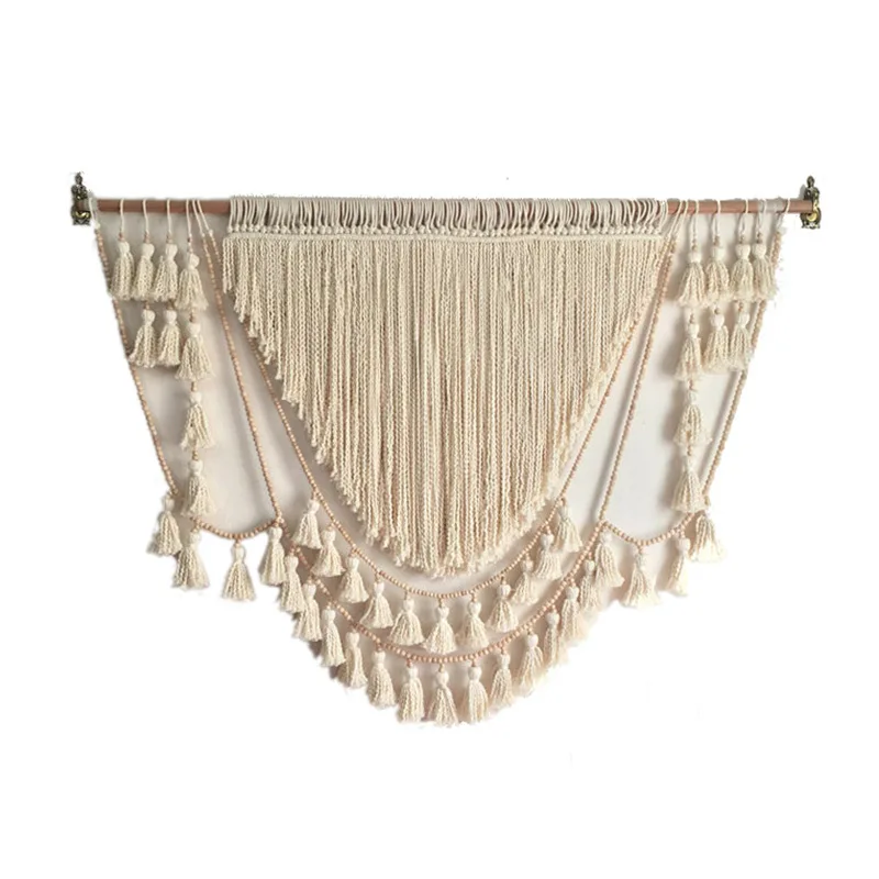 

Nordic Simple Home Decoration Wall Hanging Cotton Rope Hand Woven Tassel Tapestry Living Room Bedroom Wall Background Tapestry
