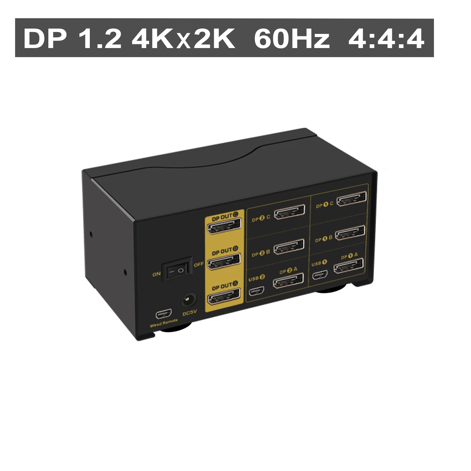 2port triple monitor Displayport KVM Switch , Extended Display, 4K@60Hz, 4:4:4 , with audio and USB Hub
