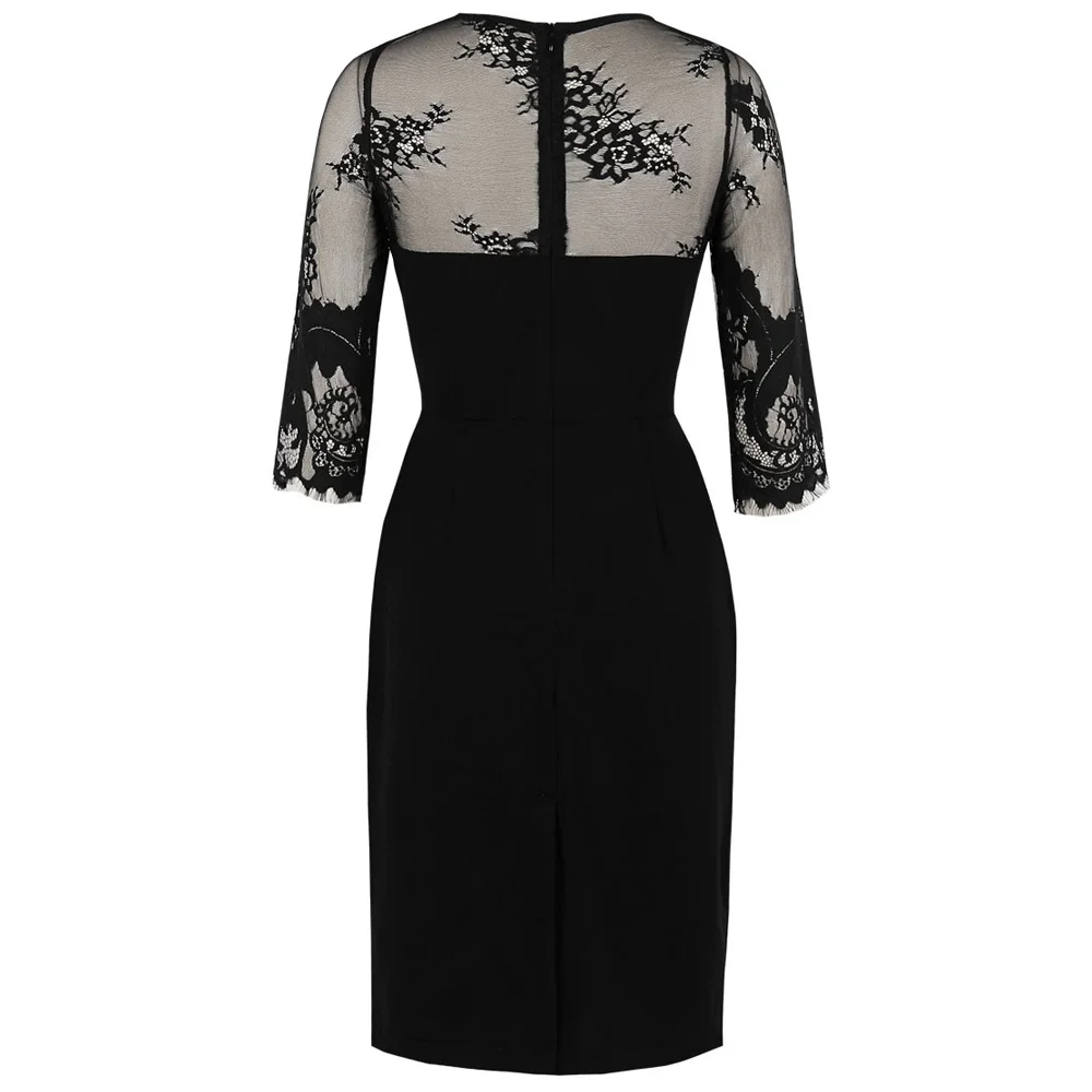 Joineles сексуальное кружевное женское платье для вечеринки черного цвета офиса