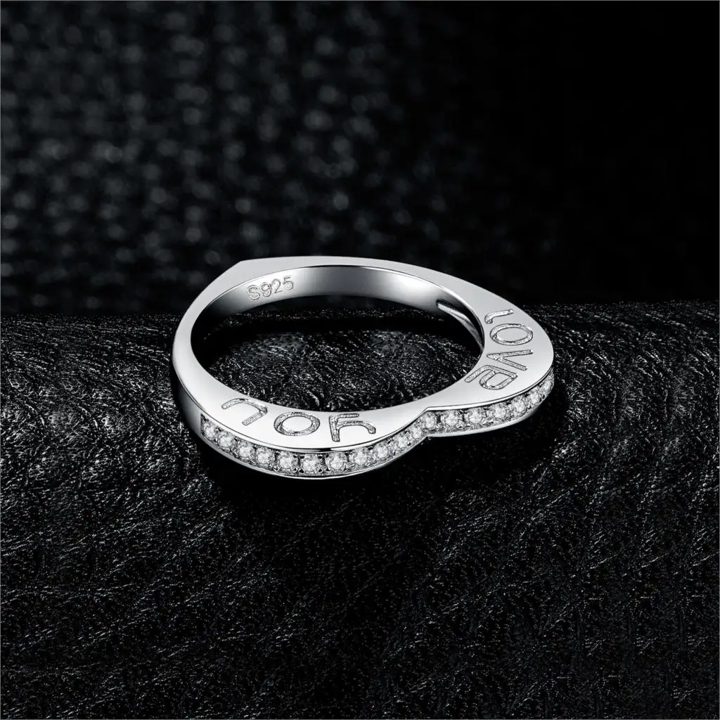 JewelryPalace люблю тебя набор канала круглый, кубический цирконий обручальное кольцо с сердцем 925 пробы серебро для годовщины помолвки подарок Вечерние