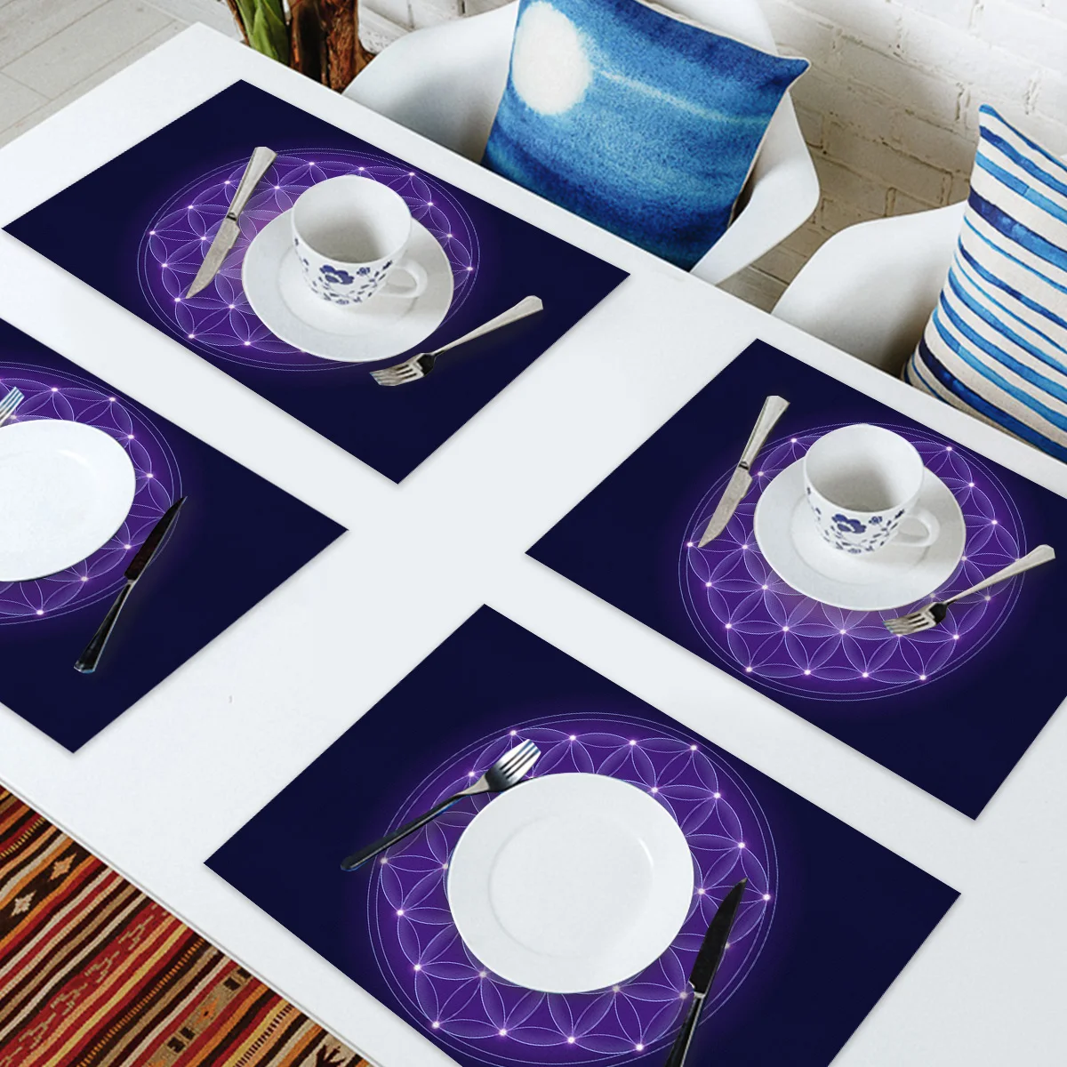 Фиолетовый Коврик для стола с цветочным узором украшение кухни Столовые