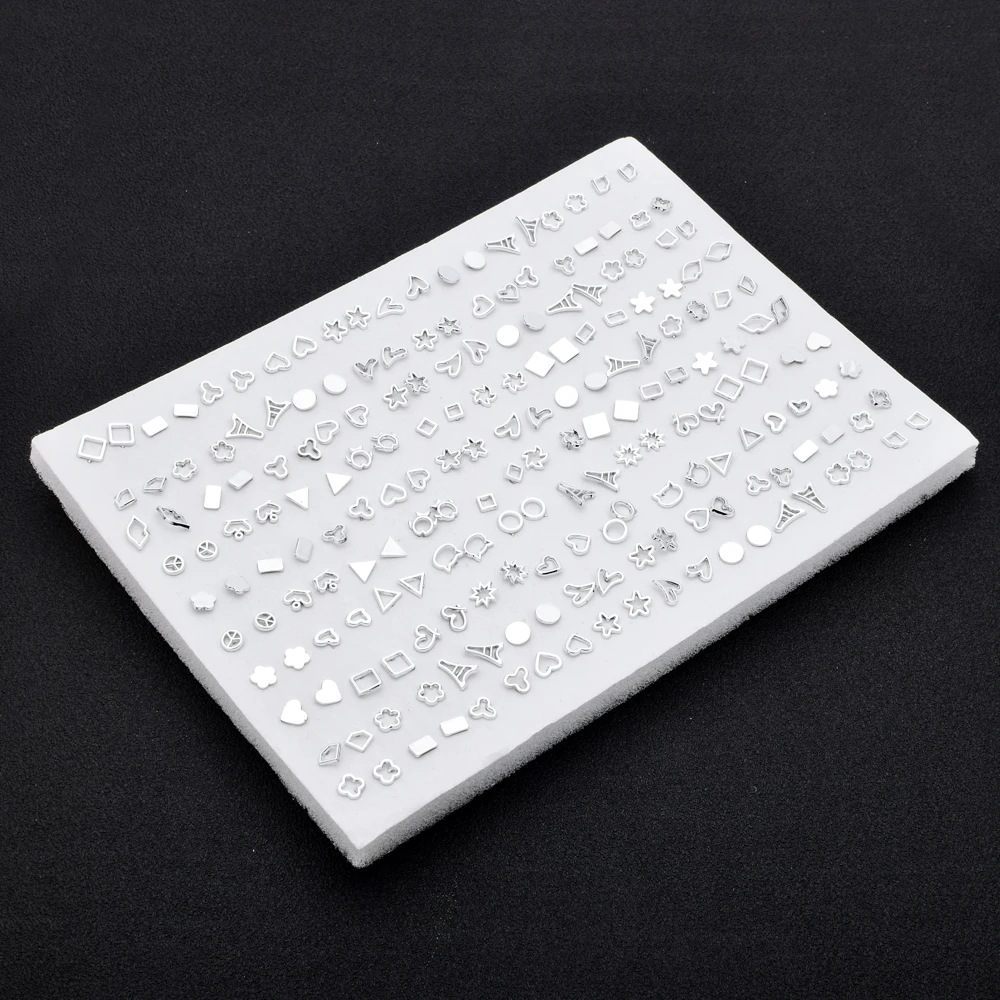 100 пар/лот женские акриловые сережки гвоздики золотого и серебряного цвета набор