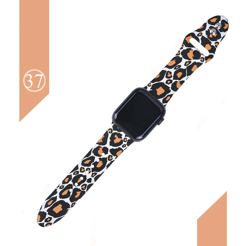 Цветочные полосы для Apple watch Series 5 4 3 2 1 40 мм 44 мм, силиконовый ремешок с принтом для iWatch Series 5 4 3 2 1 38 мм 42 мм - Цвет ремешка: Color 37