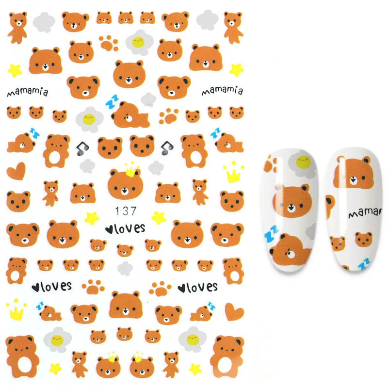 The New Cartoon Design Little White Rabbit Flowers Cactus Manicure Nail art Decoration Nail Stickers