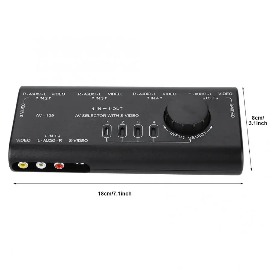 AV 109 4 в 1 выход RCA Переключатель Аудио Видео переключатель ходовой разветвитель