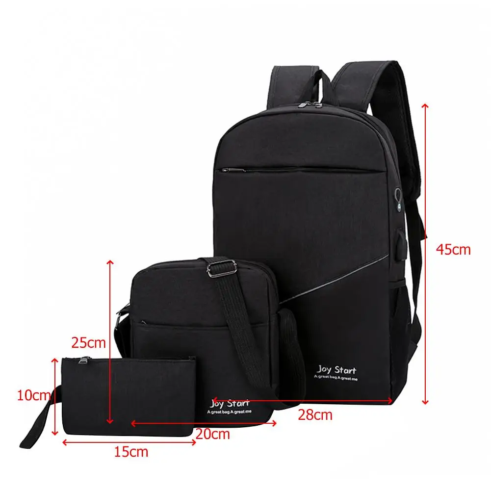 

2020 USB Charging Canvas Backpack 3 Pcs/set Anti Theft Women School Backpacks Schoolbag For Teenagers Man Students Book Bag